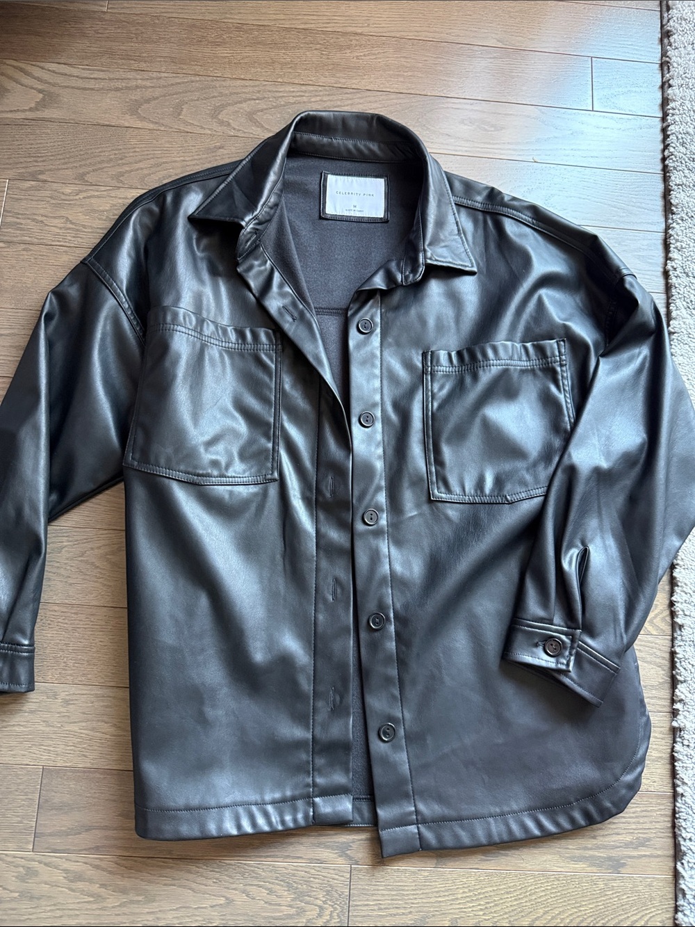 Black Faux Leather Shacket